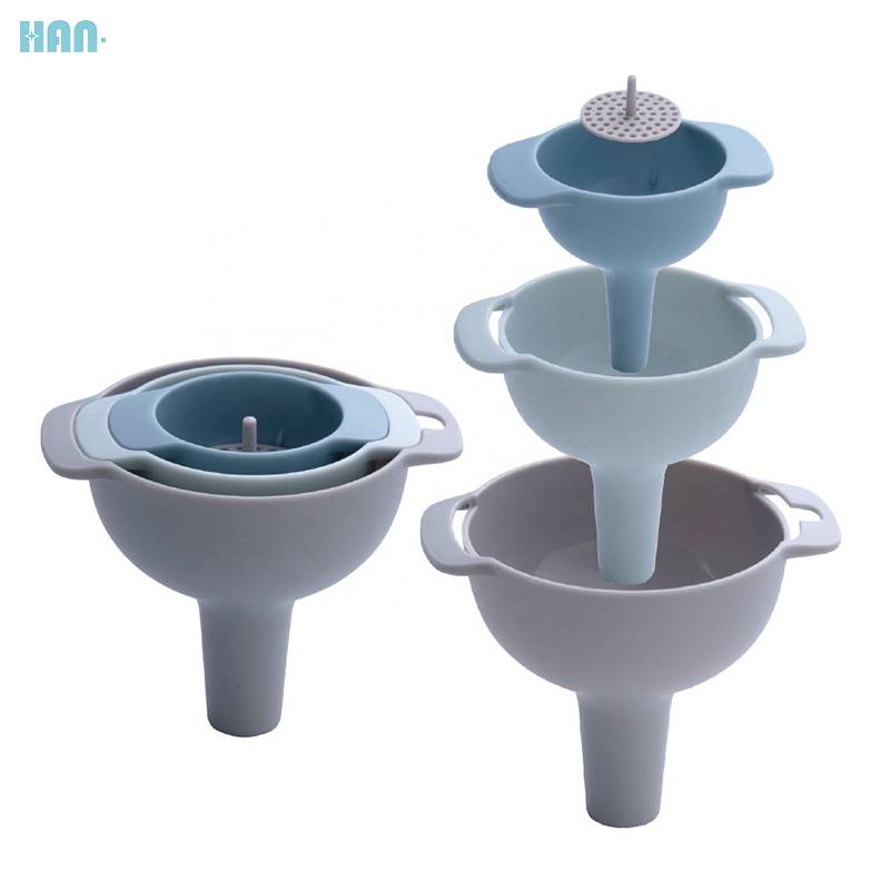 Factory Direct 4-in-1 Filter Plastic Multifunctional Split Cooking Funnel Kitchen Funnel Set